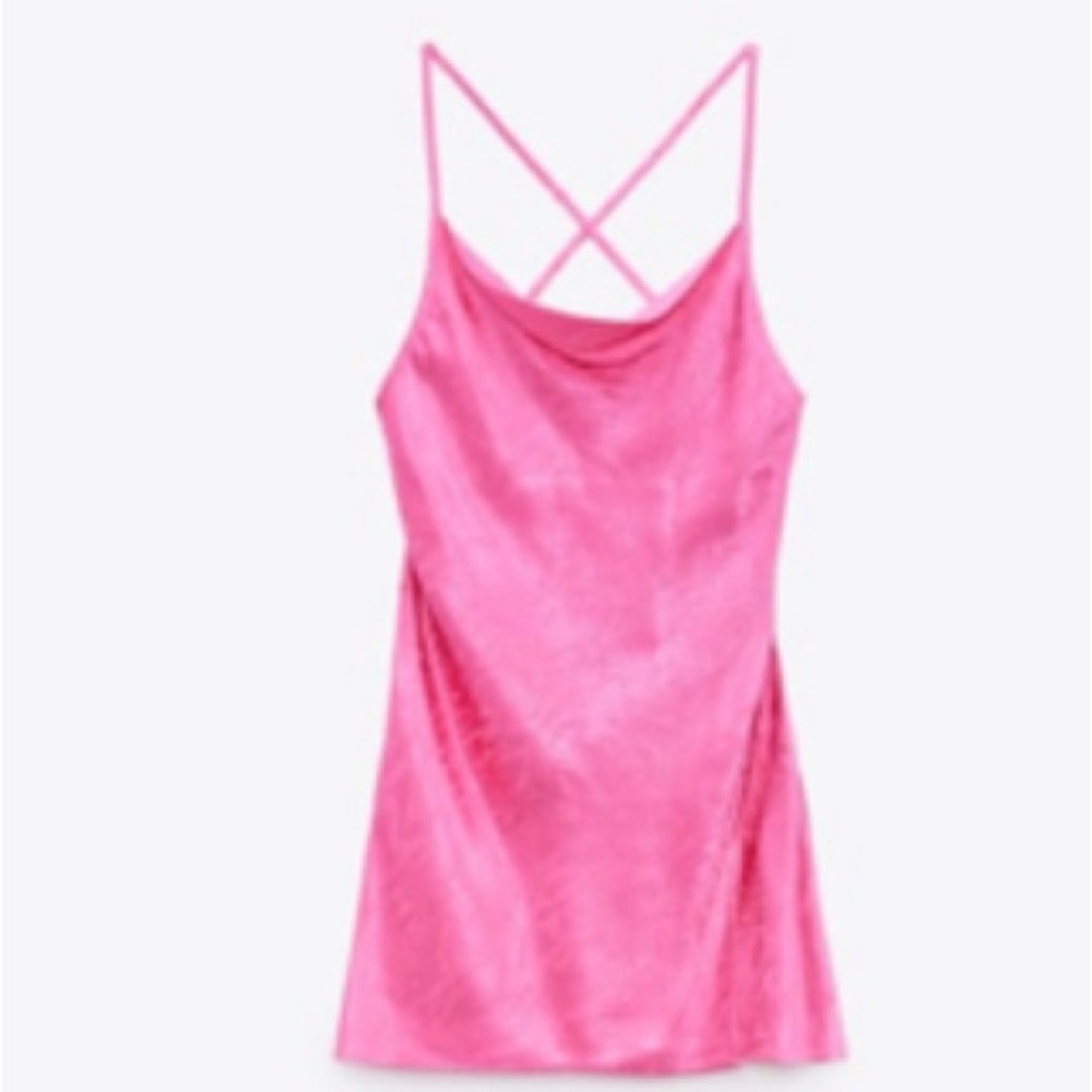 Zara jacquard animal print slip dress-hot pink